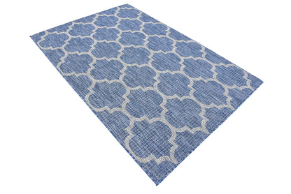Unique Loom Outdoor Trellis Collection Area Rug (4' 1" x 6' 1" Rectangle, Navy Blue/ Ivory)