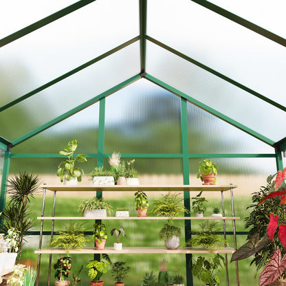 6X8Ft Polycarbonate Greenhouse Sunroom with Aluminum Frame, Outdoor Greenhouse for Vegetables Herbs Flowers, Lockable Door & Adjustable Roof Vent, Patio Backyard Greenhouse Kit for Gardening Green