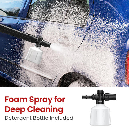 Electric Pressure Washer, 2.5 GPM Power Washer with Foam Cannon, Electric High Pressure Washer with 4 Quick Connect Nozzles for Cars, Driveways, Fences, Patios, Home Cleaning