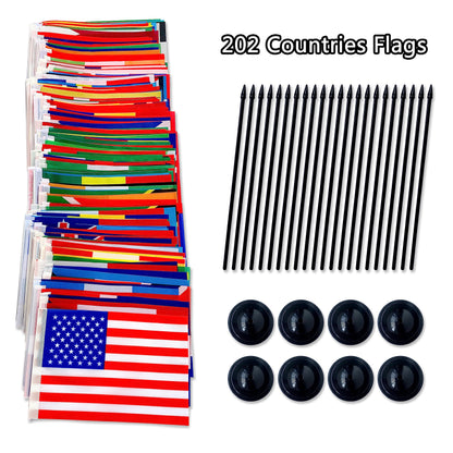 TSMD 202 Countries International World Desk Flags Set Small Mini Office Table Stick Flag with Stand Base,All Countries Flags,5x8 Inch