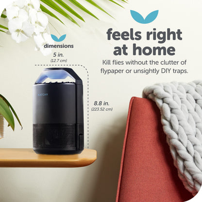 Katchy Midnight Indoor Insect Trap – Auto/Manual Mode – Blue Light & Fan Suction Catcher for Mosquito, Fruit Fly, Gnat, Fungus Gnat & Moth – Ideal for Kitchen & Indoor Plants (Black)