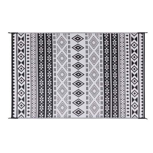 Pure Garden Outdoor Patio Rug with LED Lights - 8x10 Outdoor Rug - Plastic Straw Patio Mat Outdoor Waterproof Carpet - RV or Porch Decor (Gray)