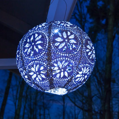 Allsop Home & Garden Soji Stella Boho Outdoor Weatherproof Tyvek® Hanging Solar Lantern. Dual White LEDs and Stainless Steel Easy to Hang Frame.