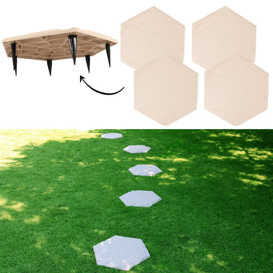 MARCHROSE 4Pcs Large Stepping Stones Outdoor Garden Walkway, Durable Plastic Pavers for Patio, Pathway, and Landscaping, Weatherproof Stepping Stones with Ground Stakes for Easy Installation
