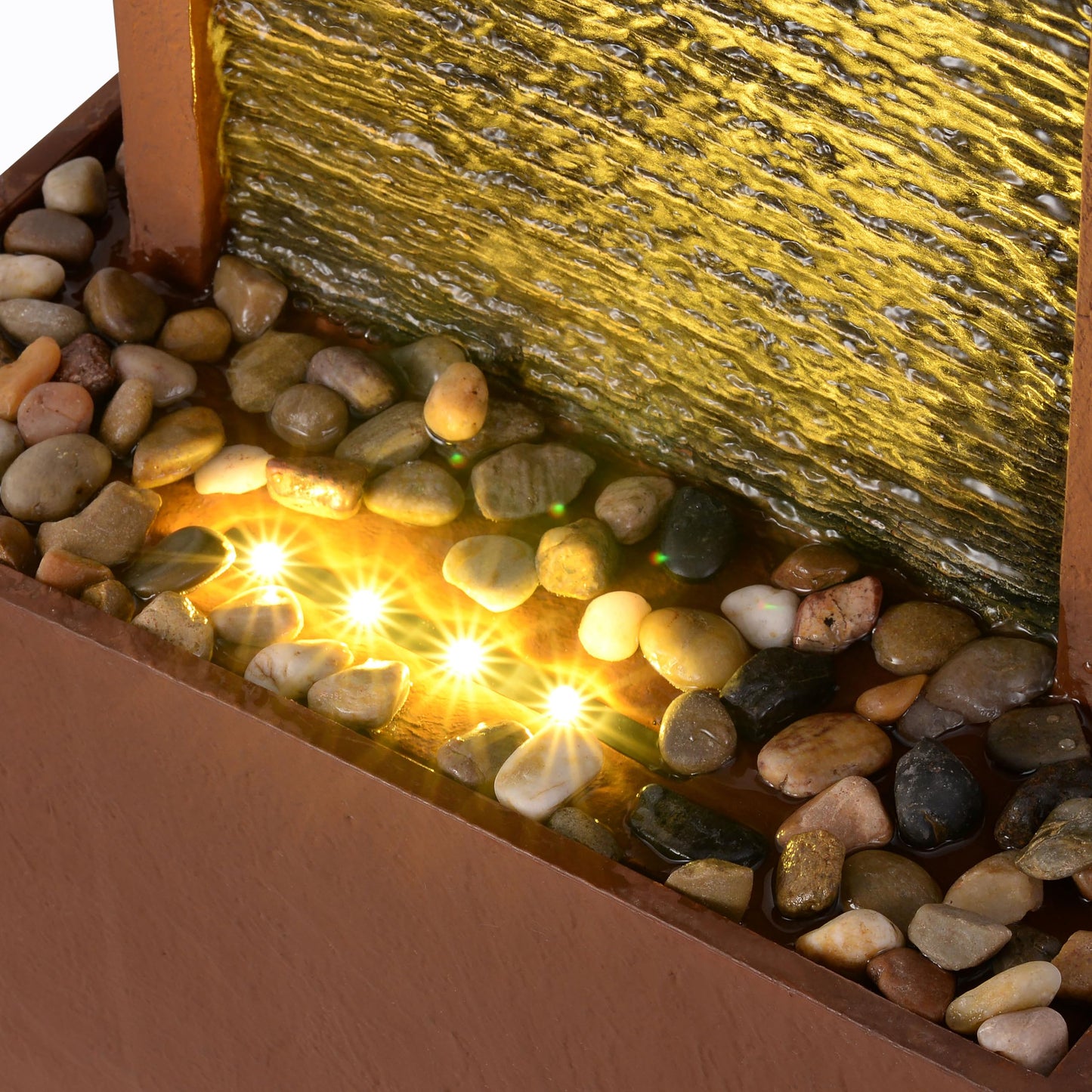 Teamson Home Outdoor 38.5” Textured Waterfall Fountain Yard Décor Red Rock