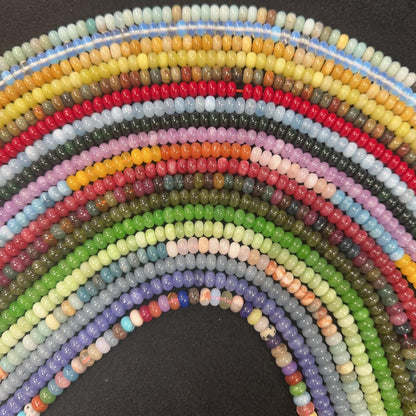 Land Long 98 Pcs 4x6mm Mixed Gemstone Bead Smooth Rondelle Stone Beads Beads for Jewelry Making Necklace Adults Bracelets