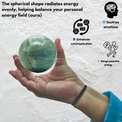 Aquamarine Crystal Ball with Stand - 2" Inches Crystal Sphere Meditation Balls for Witchcraft and Decorative Balls