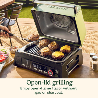 Cuisinart FlavorBoost™ 8-in-1 Outdoor Electric BBQ Grill & Portable Smoker, Air Fryer Grill Combo with Smart Probe, Smoke Drawer, 154 sq. in., Patio & Balcony Grill for Apartments, CEG-1302
