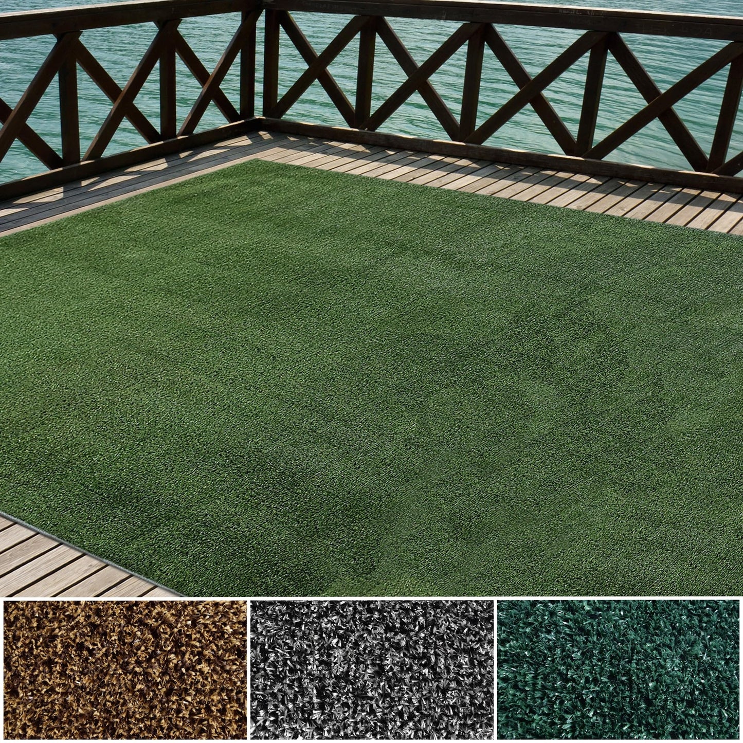 iCustomRug Synthetic Grass Rug – 6 x 10ft Lawn Green Turf Carpet for Patios, Yards, Boats, Camping – Indoor/Outdoor Use