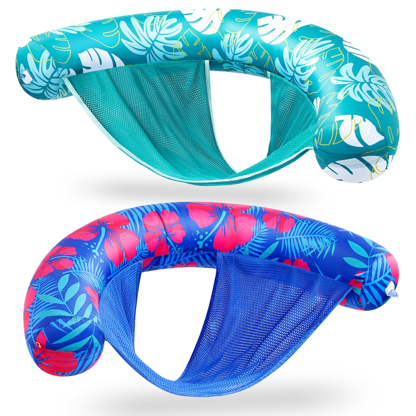 SLOOSH Pool Floats Chairs Adult,2 Packs Inflatable Noodle Chair with Sling Soft Fabric,Floating Pool Float Lounge Water Swimming Floaties for Party Summer Water Fun（Flower Leaves）