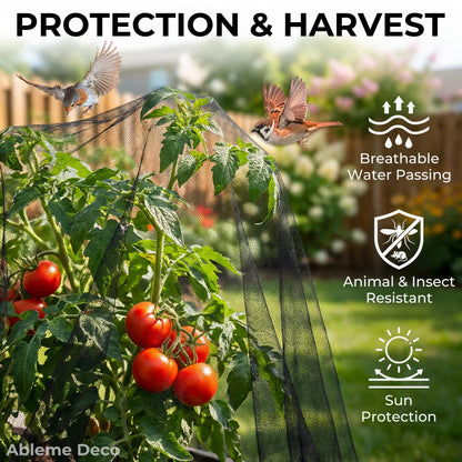 Mosquito Netting Garden 39x10Ft, Garden Mesh Netting, Fly Insect Bird Net Barrier for Plant Protection Net for Patio Outdoor Use (Black, 39x10FT)