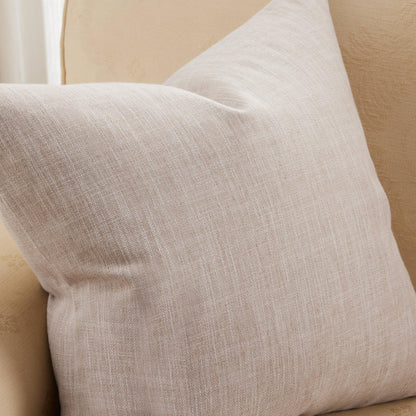 ZeeMart Rustic Cotton Linen Throw Pillow Covers Set of 2, 18x18 Inch Taupe, Farmhouse Style Decorative Couch Pillow Cases Beige Cushion Covers for Sofa Bed Living Room Home Decor