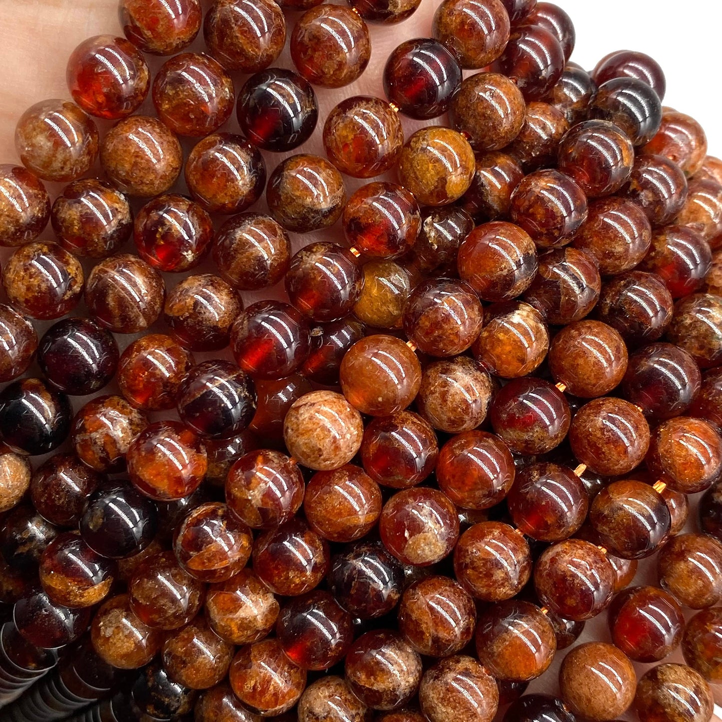 ABCGEMS Madagascan Amber-Orange Hessonite Garnet Beads (Rare Brownish Orange Color) Healing Energy Jewelry Making Smooth Round 10mm