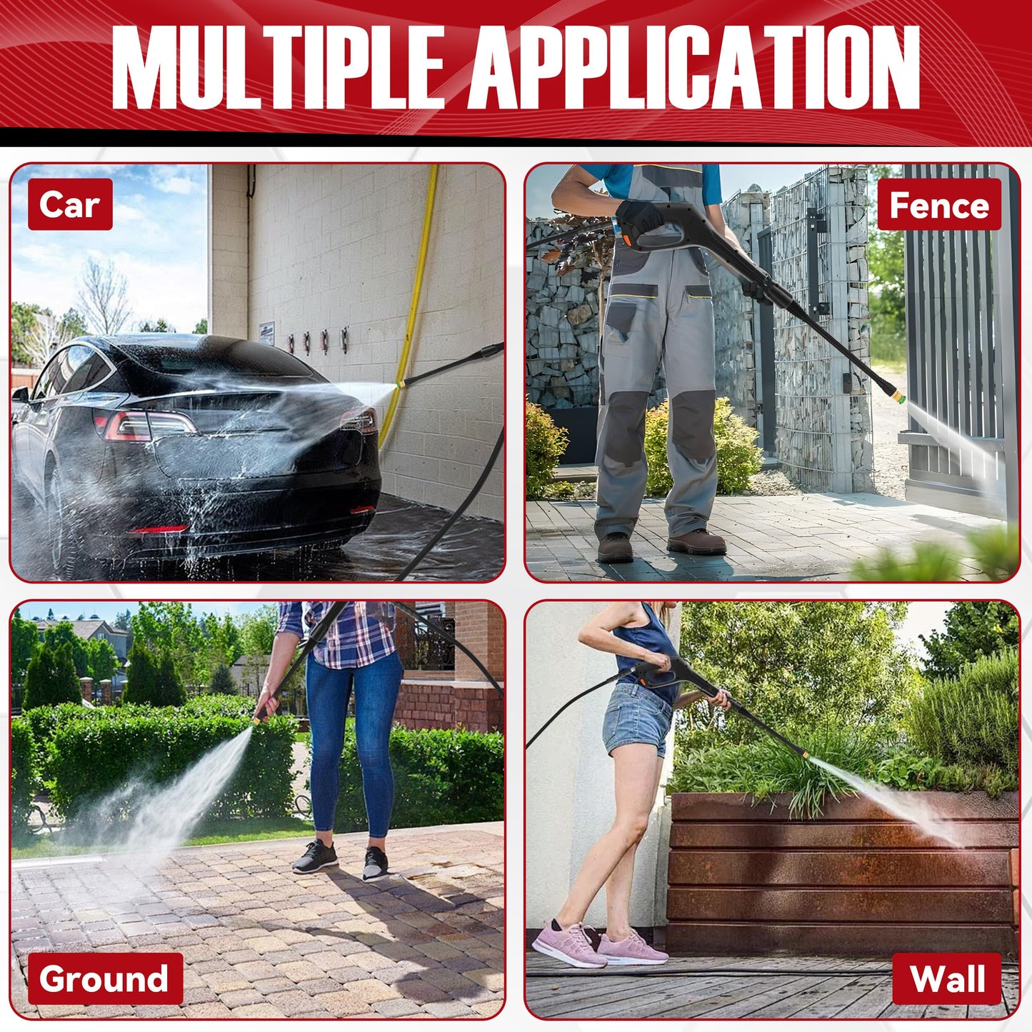 JOEJET Pressure Washer Spray Gun and Hose 32FT, Extension Wand and 5 Nozzle Tips, Compatible with Some Portland Husky Black Decker Ford Pulsar ShopForce Taskforce Powerwasher Power Washer