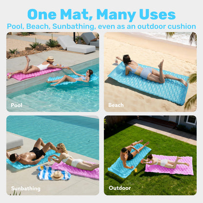 SLOOSH Inflatable Pool Floats Raft,Floating Lounge for Adults,64x32 inch Swimming Mat Pool Mattress with Headrest,2 Pieces Float Air Mat for Summer Water Beach Fun,Blue,Purple