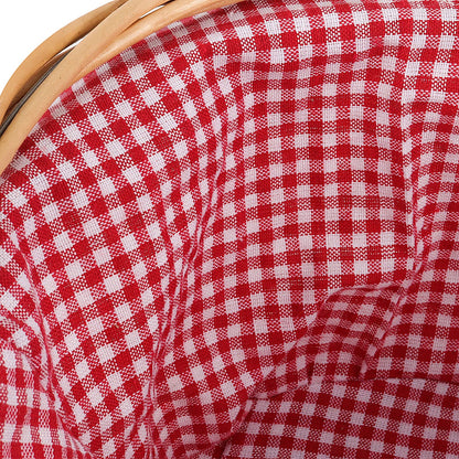 ZEONHEI Wicker Woven Basket with Double Folding Handles, Willow Picnic Hamper with Linen Cloth Lining for Easter Eggs, Candy Storage, Gift Packing, (Red, 14 Inch)