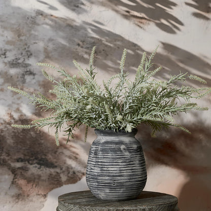SIDUCAL Ceramic Rustic Farmhouse Flower Vase, Pottery Decorative Flower Vase for Home Decor, Table, Living Room Decoration, Shelf Decor, Mantel, 7.3 Inch, Black