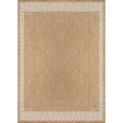 Washable Outdoor Rug 8x10 Modern Area Rugs Outdoor Carpets Bordered Pattern Non Shedding Waterproof Easy Clean Patio Deck Porch Living Room Bedroom Garden RV (8 X 10 Natural)