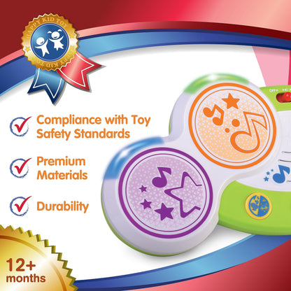 HAP-P-KID Magic Touch Drum, Toddler Light Up Music Bongos Toy, Infant Touch Sensor Musical Instrument Baby Drum, Birthday for 9 12 18 24 Month, 1 2 3 Year Old Boys Girls