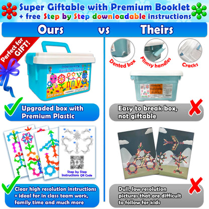 Curious 2 Learn Building Blocks 300ct - STEM Toys for Creativity - 4 Year Old Boy Birthday Gift - Interlocking Discs Set - 5 Year Old Boy Birthday Gift - Educational Toys