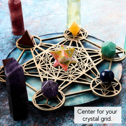 Amazing Gemstone Unakite Merkaba Crystal - 1 Inches Metaphysical Merkaba Star for Meditation - Energetic Tetrahedron Crystal and Healing Stones and Healing (20-25mm)