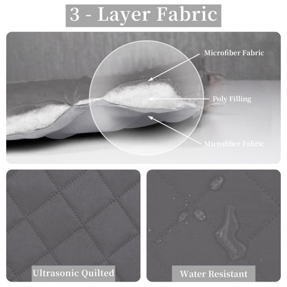 Easy-Going Full/Queen Size Reversible Quilt Set with 1 Quilt and 2 Pillow Shams, Soft Bed Quilt Cover, Lightweight Microfiber Bedspread, Water and Stain Resistant, Gray/Light Gray
