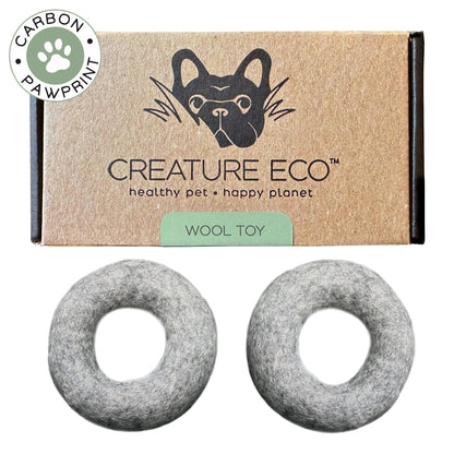 Wool Dog Ring Toy 2-Pack – Organic Eco Friendly Dog Rings for Small & Medium Dogs – Natural Non Toxic Dog Toys – Creature ECO
