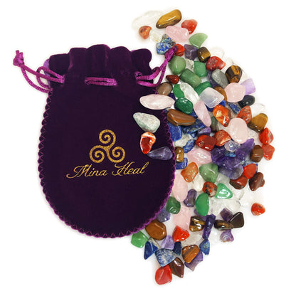 Mina Heal Chakra Stones Collection, Tumbled and Well Polished Healing Crystals/Gemstones (160 g (0.35 lb) Chakra Stones Size 15-25mm)
