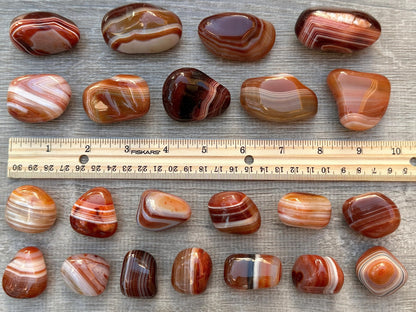 GAF TREASURES 5 Pcs Red Banded Agate Tumbled Stones – Polished Natural Red Banded Agate Gemstones for Collection, Display & Crafting (Red Banded Agate)