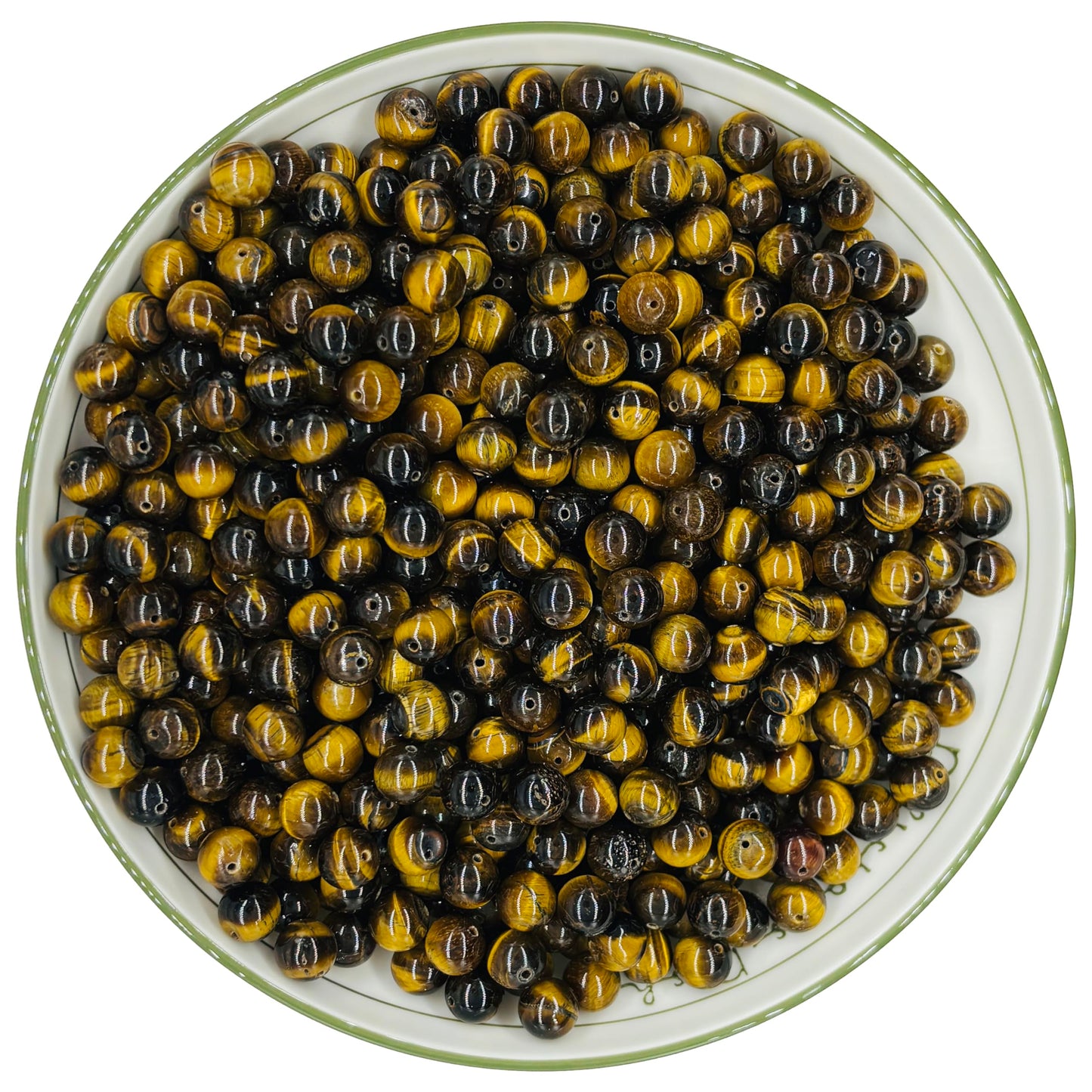 WHNKFB 6mm 100PCS Natural Yellow Tiger's Eye Round Beads, Smooth Polished Loose Gemstone Beads for Jewelry Making Craft - 4mm 6mm 8mm 10mm Options with Free Elastic Cord