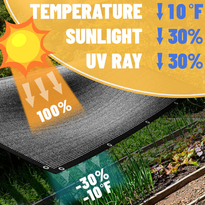 ShadeMart 30% Shade Cloth for Plant, Black 8FT x 16FT Outdoor Shade Tarp, Shade Cover with Upgrade Grommets and Zip Ties, Netting Sunblock Net for Vegetables Flower Garden Greenhouse, We Custom Size