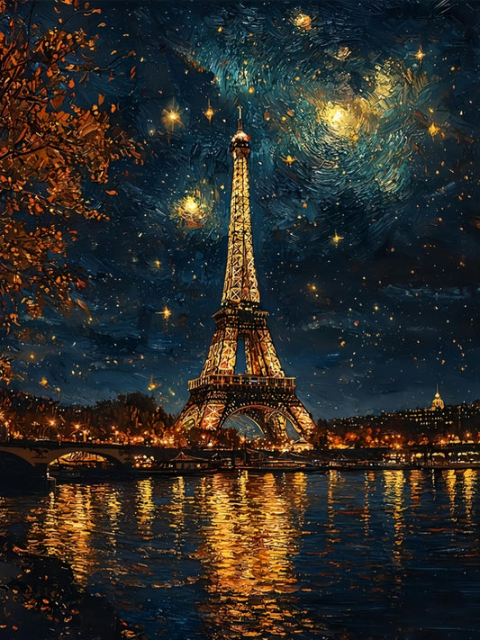 BYGFHLYW 5D Diamond Painting Kits for Adults, Landscape Eiffel Tower Diamond Art Kits for Adults Beginner, DIY Full Drill Diamond Dot Gem Painting for Home Wall Decor 12x16inch