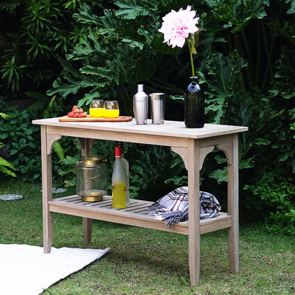 Cambridge Casual Teak Auburn Outdoor Console Table, Solid Indonesian Teak Wood in Weathered Gray Finish, Stylish and Durable Patio Accent or Plant Table for Porch, Deck, Garden, or Outdoor Entryway