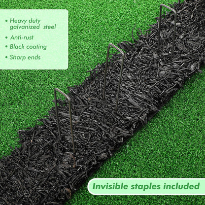 Frienda 4 Roll 120'' x 4.5'' Rubber Mulch for Landscaping Recycled Black Permanent Rubber Mulch Mat Cuttable Garden Edging Border Mat for Garden Plants Walkway Pathway Vegetables and Flowers