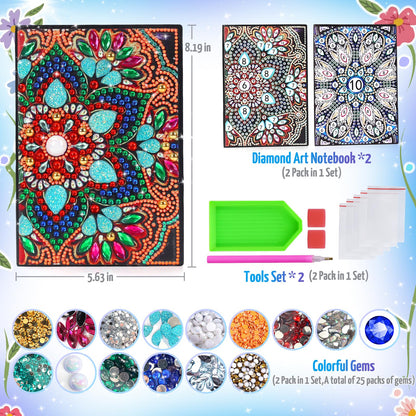 Micaracy Craft Kits for Kids Age 6-8-9-10, Presents for 5 7 11 12 Year Old Girls Notebook Diamond Art Painting Kit Arts and Crafts for Kids Toys for 5-10 Year Old Girl Gifts Diary (2 pcs)