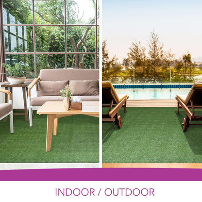 iCustomRug Synthetic Grass Rug – 6 x 13ft Lawn Green Turf Carpet for Patios, Yards, Boats, Camping – Indoor/Outdoor Use