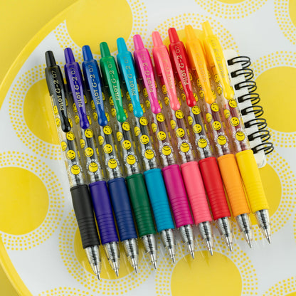 PILOT, G2 Premium Gel Roller Pens, G2 SmileyWorld Collection, Write Happier, 10 Pack Pouch, Fine Point 0.7 mm, Assorted