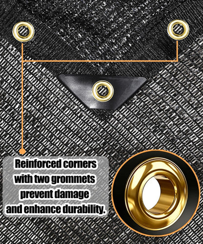 E.share 40%-50% Black Sun Shade Cloth Outdoor - 12Ft X 6Ft Garden Shade Netting with Grommets for Greenhouse, Plant Covers, Patio, Chicken Coop, Barn & Kennel