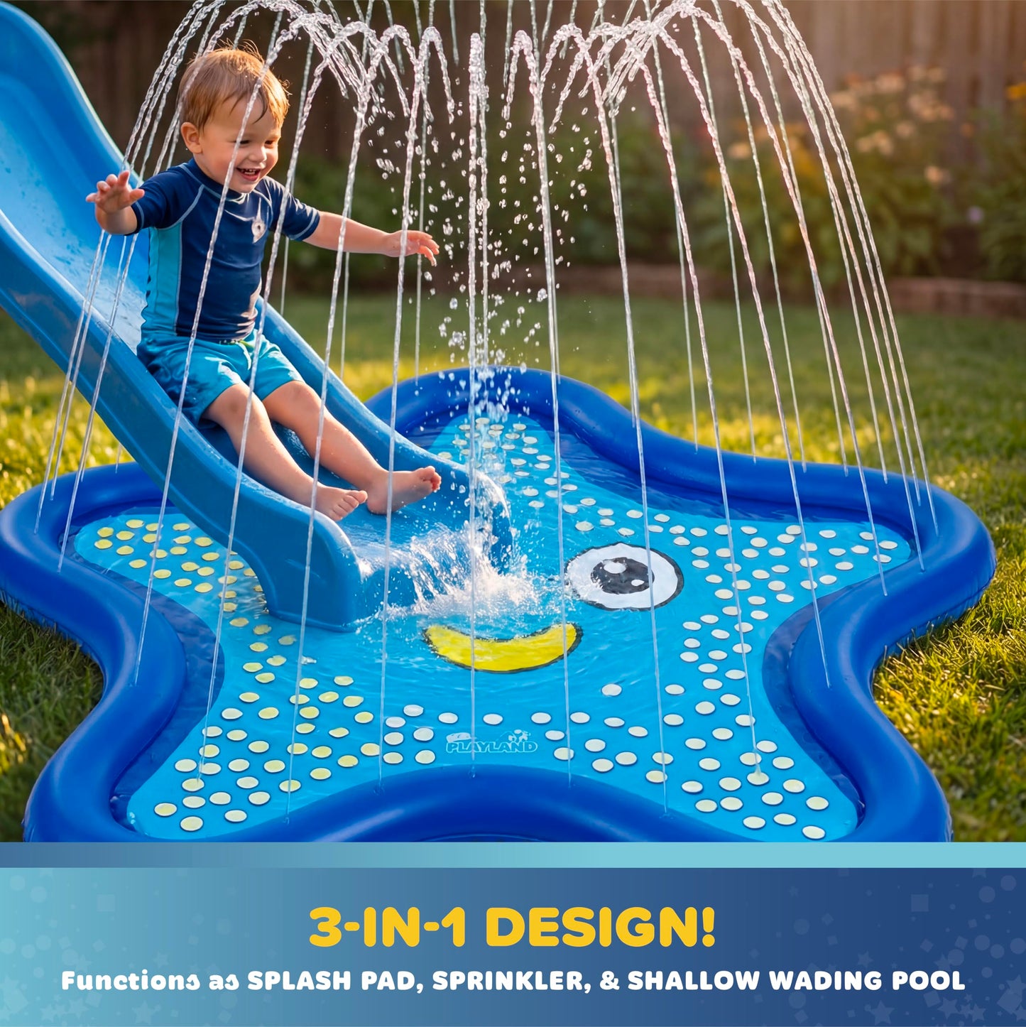 Playland Non-Slip Splash Pad Water Toy for Kids – Fun & Entertaining Toddler Outdoor Toys, Durable Easy-Setup Water Mat, Multi-Purpose Dog Splash Pad & Outdoor Toys for Toddlers 1-3