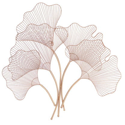 Deco 79 Metal Floral Home Wall Decor Ginkgo Leaf Wire Wall Sculpture, Wall Art 35" x 1" x 34", Copper