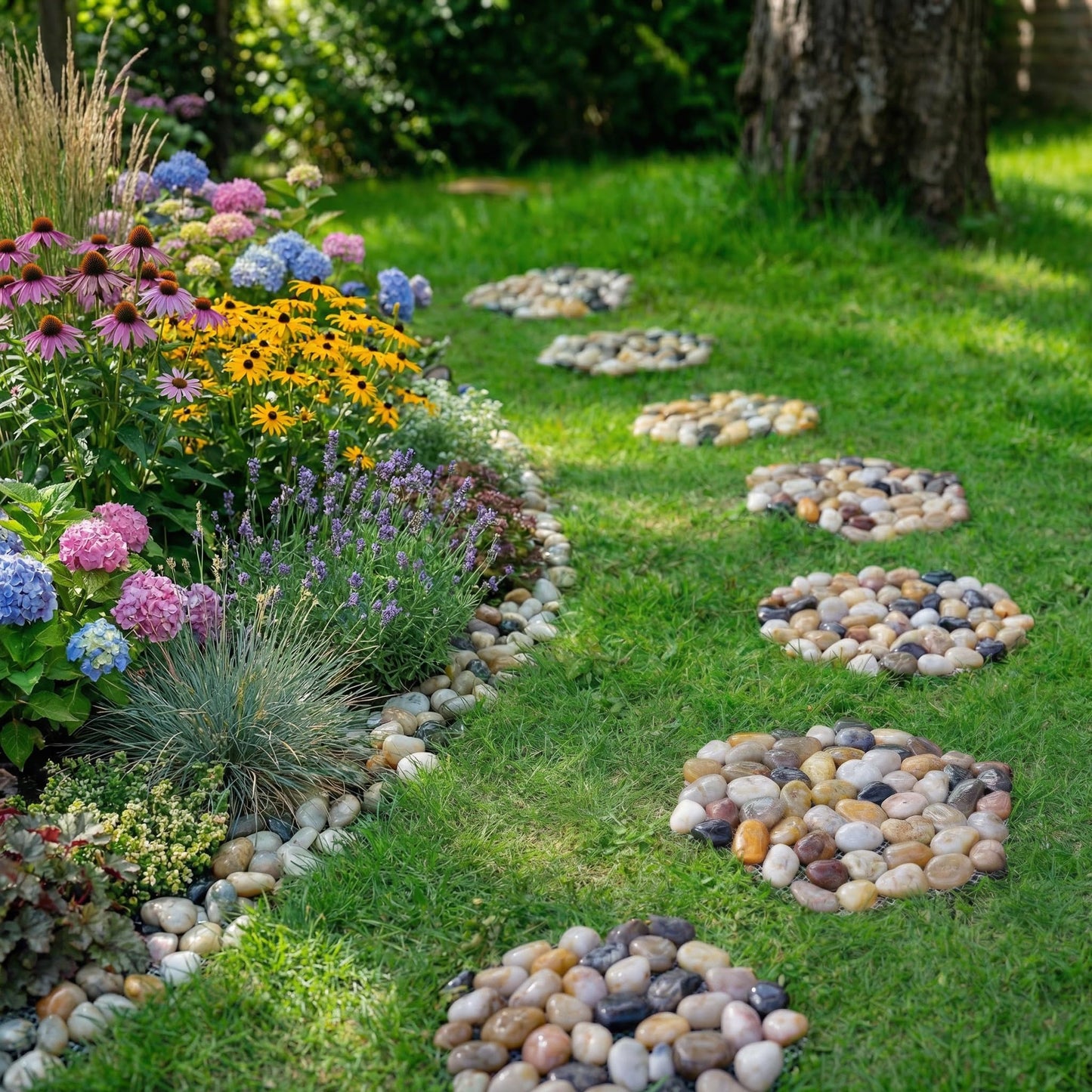 Qualdout River Rocks Stepping Stones Pavers Outdoor for Garden Walkway, Pebbles Polished Gravel for Yard Lawn Patio Pathway Landscaping, Set of 6 (Hexagon)