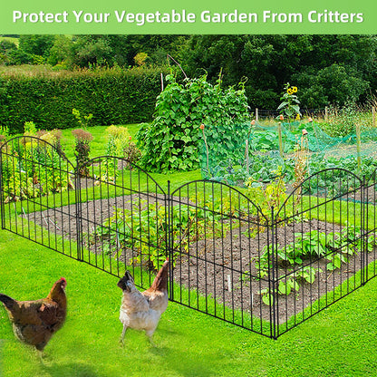 Decorative Garden Fence 24in (H) x20ft (L), 10 Pack No Dig Fence Animal Barrier for Dog, Arched Flower Bed Edging, Wire Border Panel Fencing for Yard Patio Outdoor Decor