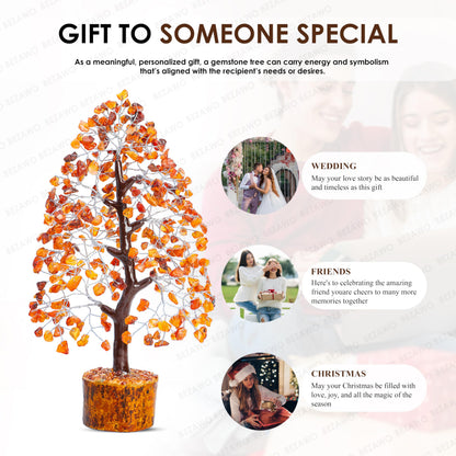 Crocon® Carnelian Crystals Tree, Birthday Gifts for Women, House Warming Gifts New Home Decor, Healing Crystals Spiritual Present, Mom Birthday Gift Her, Orange Decor, Gemstones Money Tree Positivity