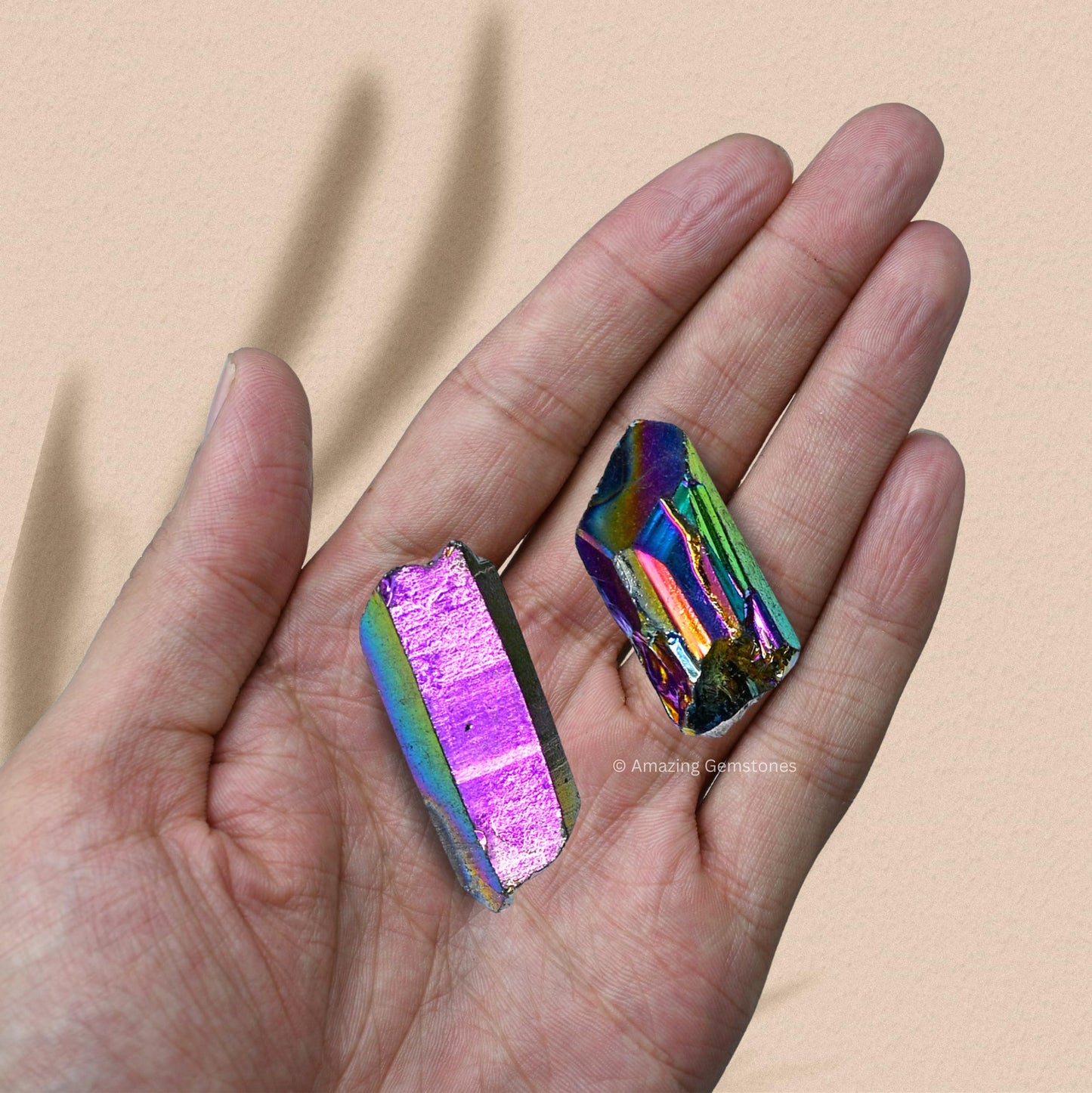 Amazing Gemstone Titanium Aura Quartz Raw Crystals Point and Healing Stones, Natural Rocks for Meditation and DIY Raw Stones and Crystals (1 lb)