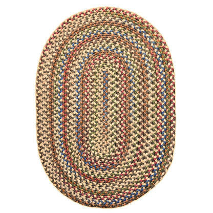 Super Area Rugs Roxbury American Made Braided Rug for Indoor Outdoor Spaces, Dk. Taupe/Natural Multi, 2' X 3' Oval