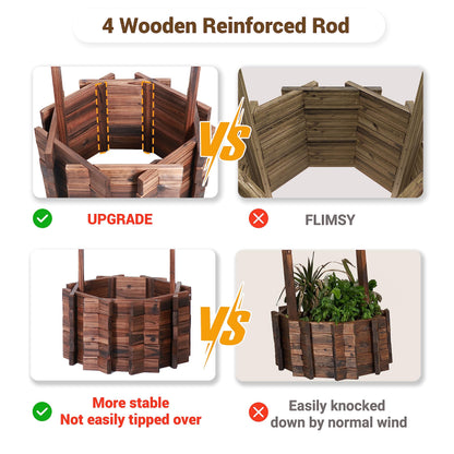UDPATIO Wishing Wells for Outside, Wooden Wishing Well Planter for Yard, Upgrade Wishing Well with 4 Reinforced Rod & Hanging Bucket for Garden Patio Lawn Backyard Home Decor