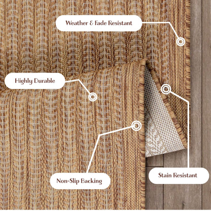 Adiva Rugs Outdoor Indoor Area Rug, Weather Resistant, Easy to Clean, Stain Resistant Floor Mat for Dining Room, Backyard, Deck, Patio (Wooden, 6' x 9')