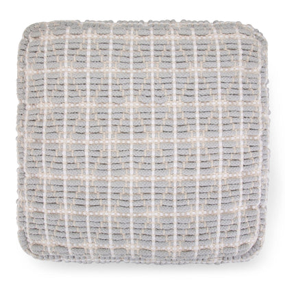 SIMPLIHOME Noreen Square Pouf - 18 inch Wide Upholstered Handwoven Cotton Ottoman in Light Blue and White, Boho Footstool or Extra Seating for Living Room with Polystyrene Filling, Assembled