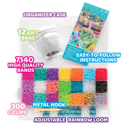 Rainbow Loom MEGA Combo Set, Features 7000+ Colorful Rubber Bands, 2 Step-by-Step Bracelet Instructions, Organizer Case, Great Gift for Kids 7+ DIY Craft, STEAM