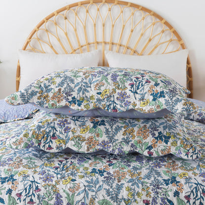 HoneiLife Quilt Sets Queen Size - Floral Quilt 3-Piece,Botanical Bedspreads Wildflower Coverlets for Queen Bed,Microfiber Bed Cover, Queen Quilt Bedding Set All Season Quilts-Variety